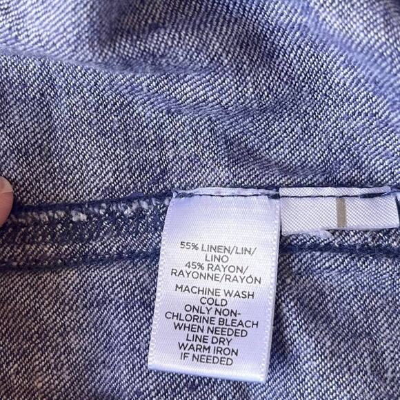 Lou & Grey Linen Blend Chambray Jumper Dress Sz M Coastal Loungecore Minimal - Picture 12 of 14